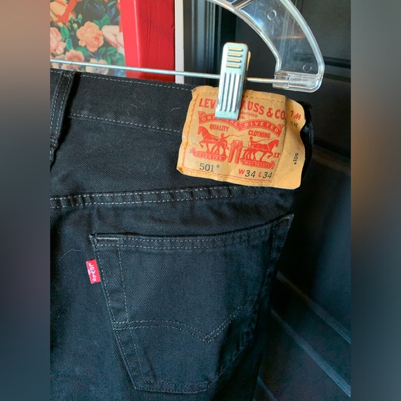 ✨BLACK  LEVI’S JEANS 501 MEN Boots cut 34 x 34👖 - Picture 6 of 10